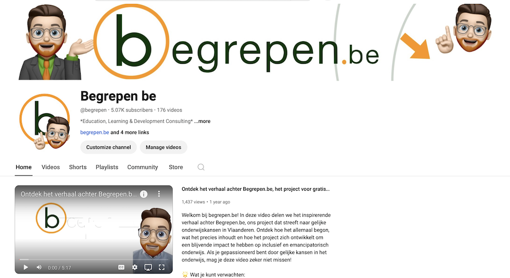 Screenshot van het begrepen.be-youtubekanaal